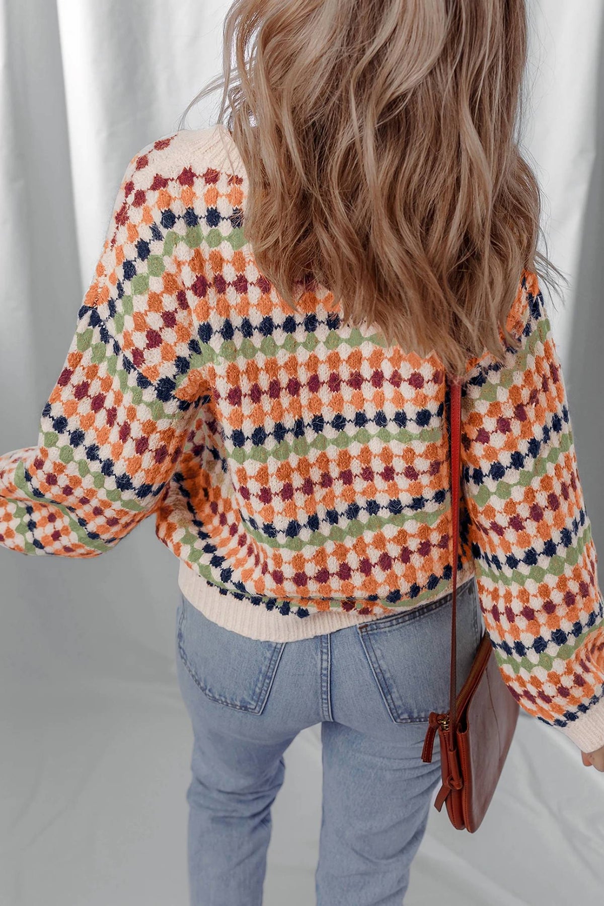 Dear Lover - Dotty Striped Pattern Knit Drop Shoulder Sweater