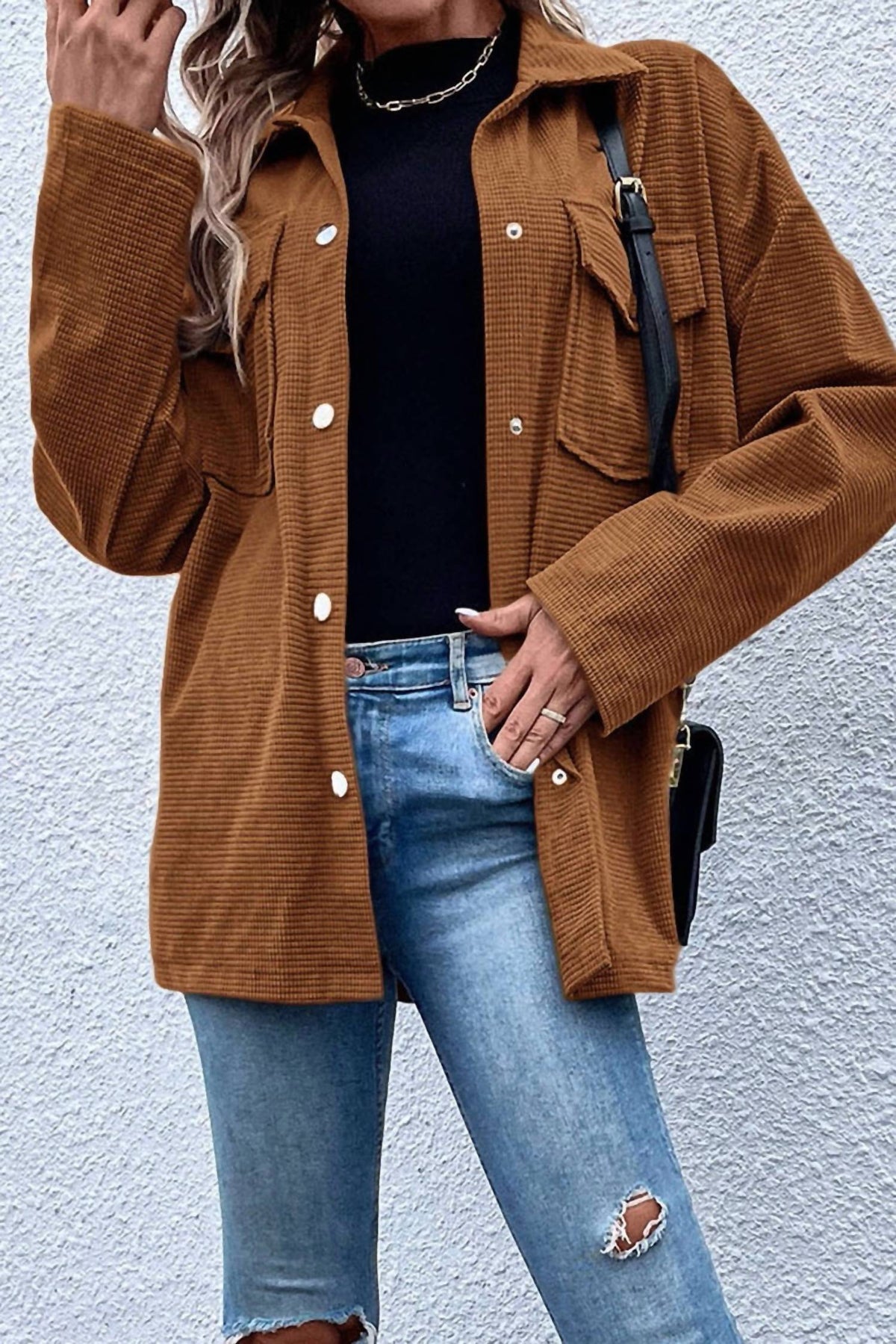 Dear Lover - Textured Flap Pocket Shacket