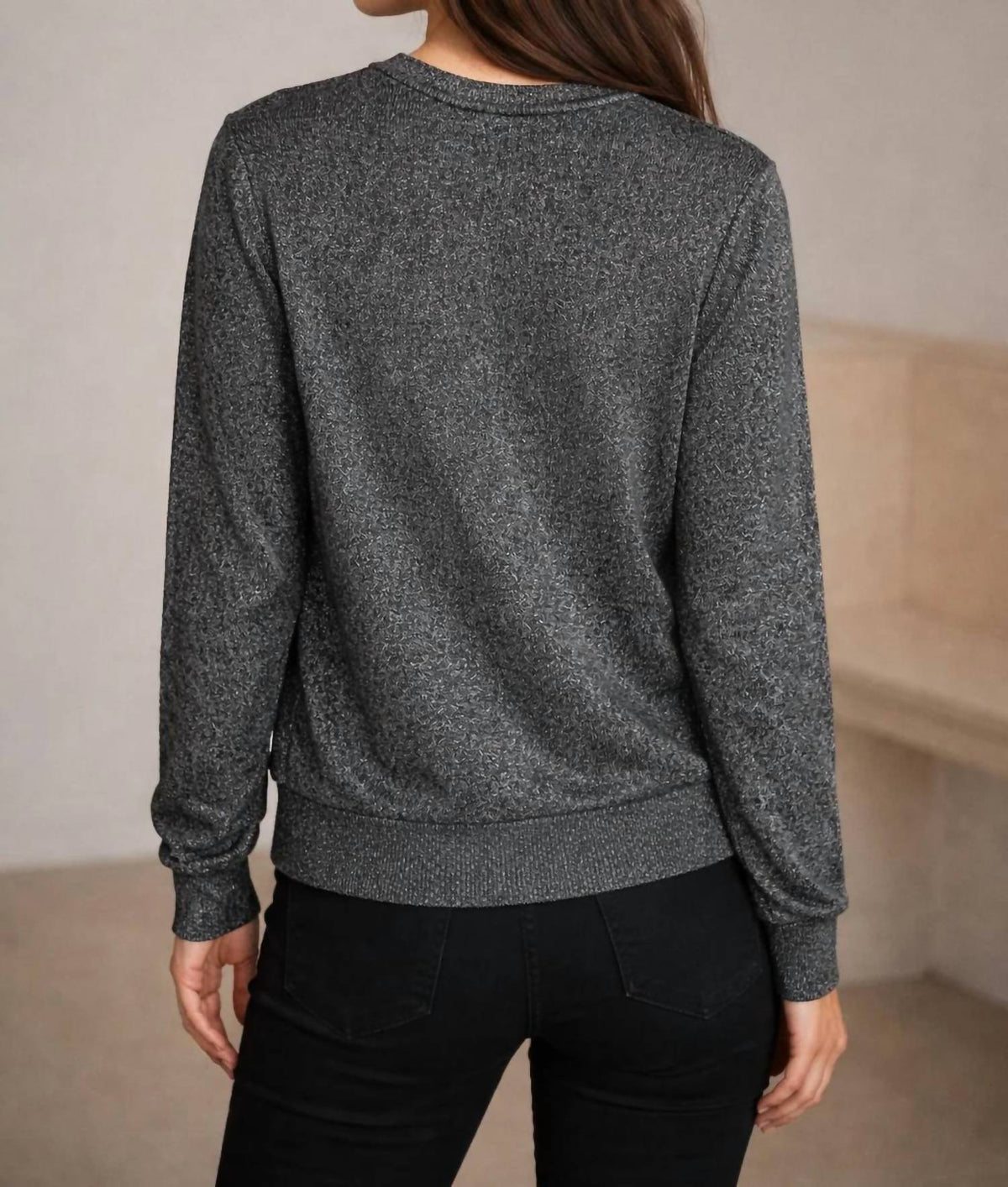 Dear Rose - Metallic Knit Button-front Cardigan