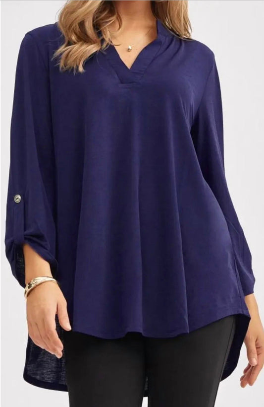 Dear Scarlett - 3/4 SLEEVE LIZZY TOP - blue - clothing - shirts