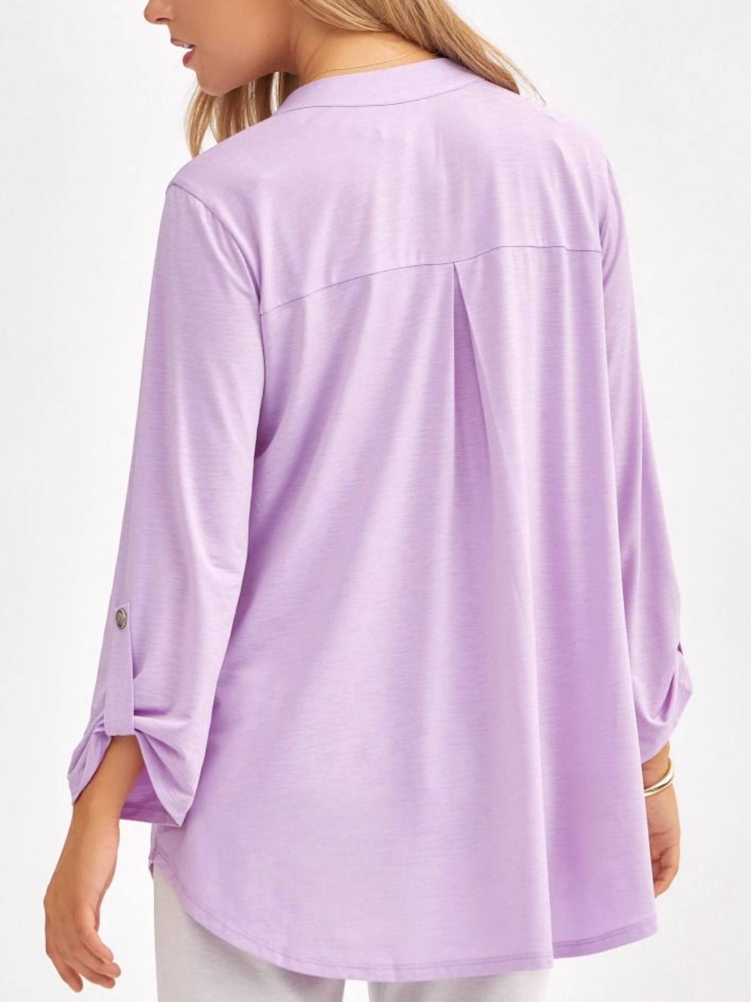 Dear Scarlett - Lilac 3/4 Sleeve Lizzy Top - clothing - purple - shirts