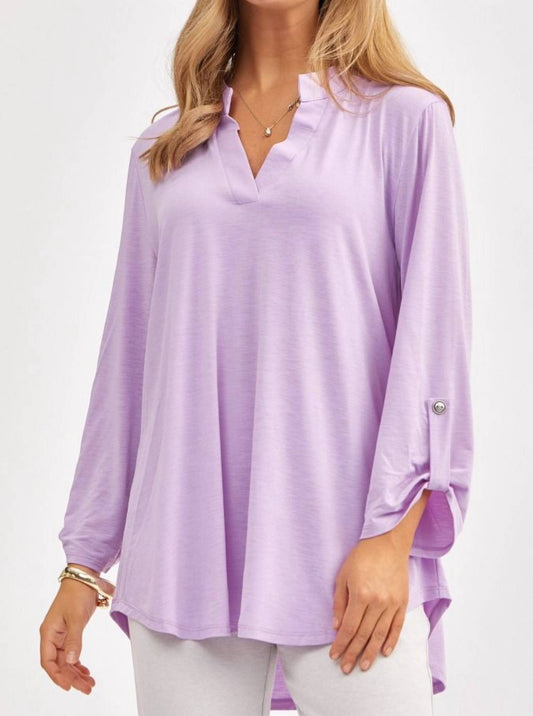 Dear Scarlett - Lilac 3/4 Sleeve Lizzy Top - clothing - purple - shirts