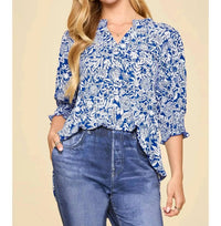 Dear Scarlett - Smocked 3/4 Sleeve Lizzy Top