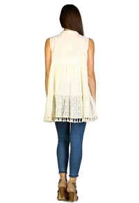 Velzera - Lace Fringe Embroidered Sleeveless Tunic