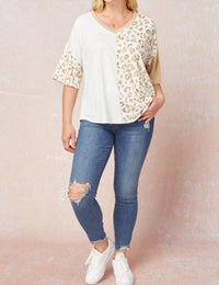 Entro - Color Block Leopard Top
