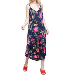 umgee Blooming Beauty Floral Jumpsuit in navy - women's pants