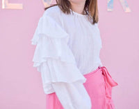 Olivaceous - Gauze ruffle sleeve top