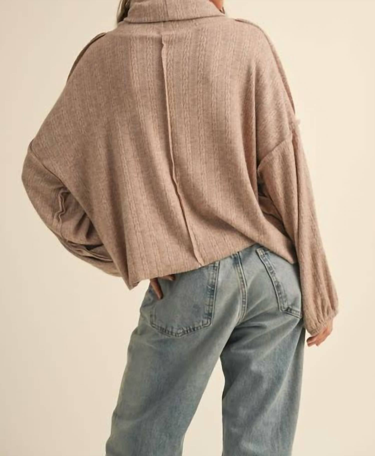 Miou Muse - Turtle Neck Dolman Sleeve Sweater