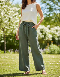 Ee:Some - Women's Striped Tie Front Pants