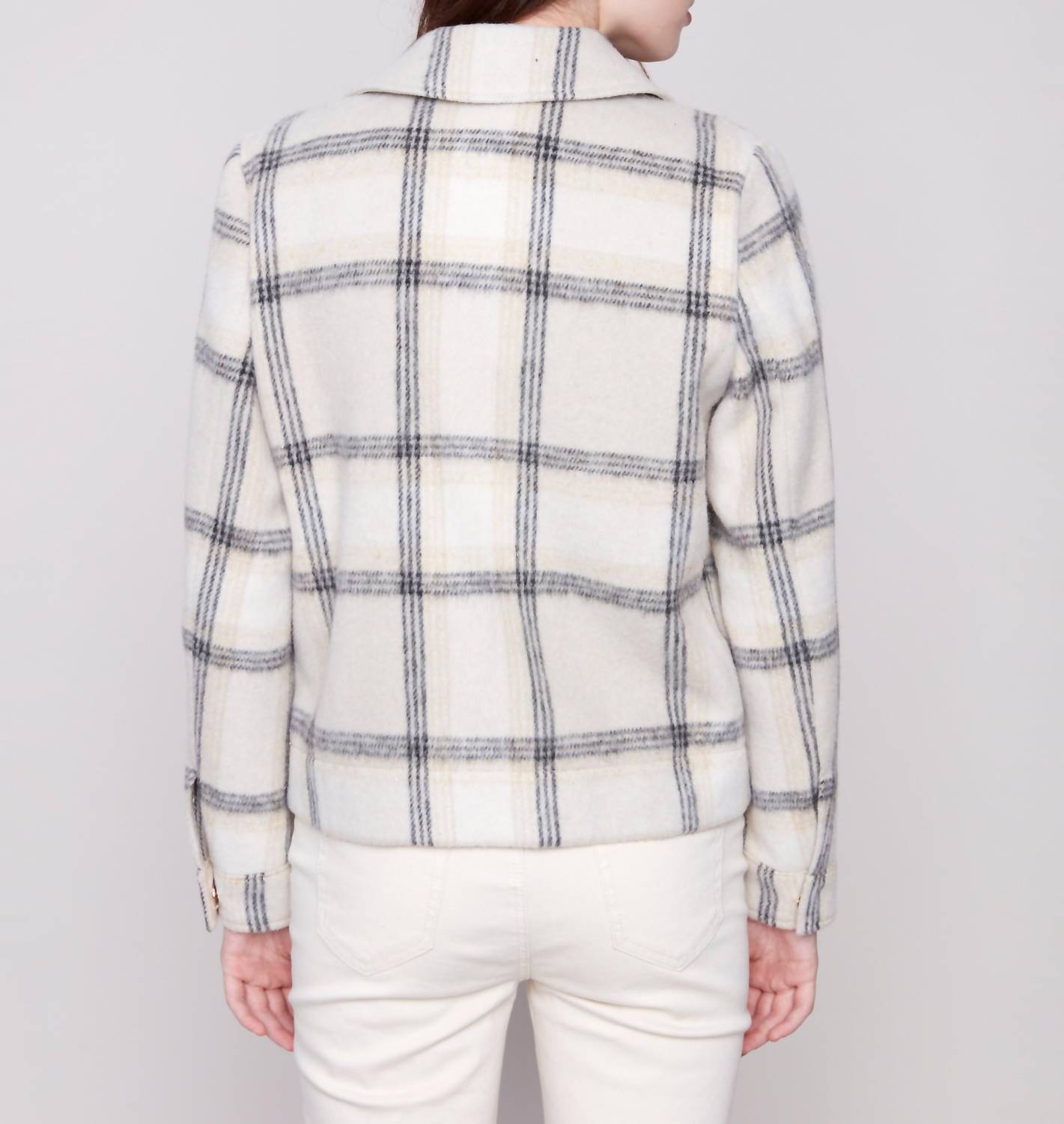 Charlie B - Boucle Knit Plaid Short Coat
