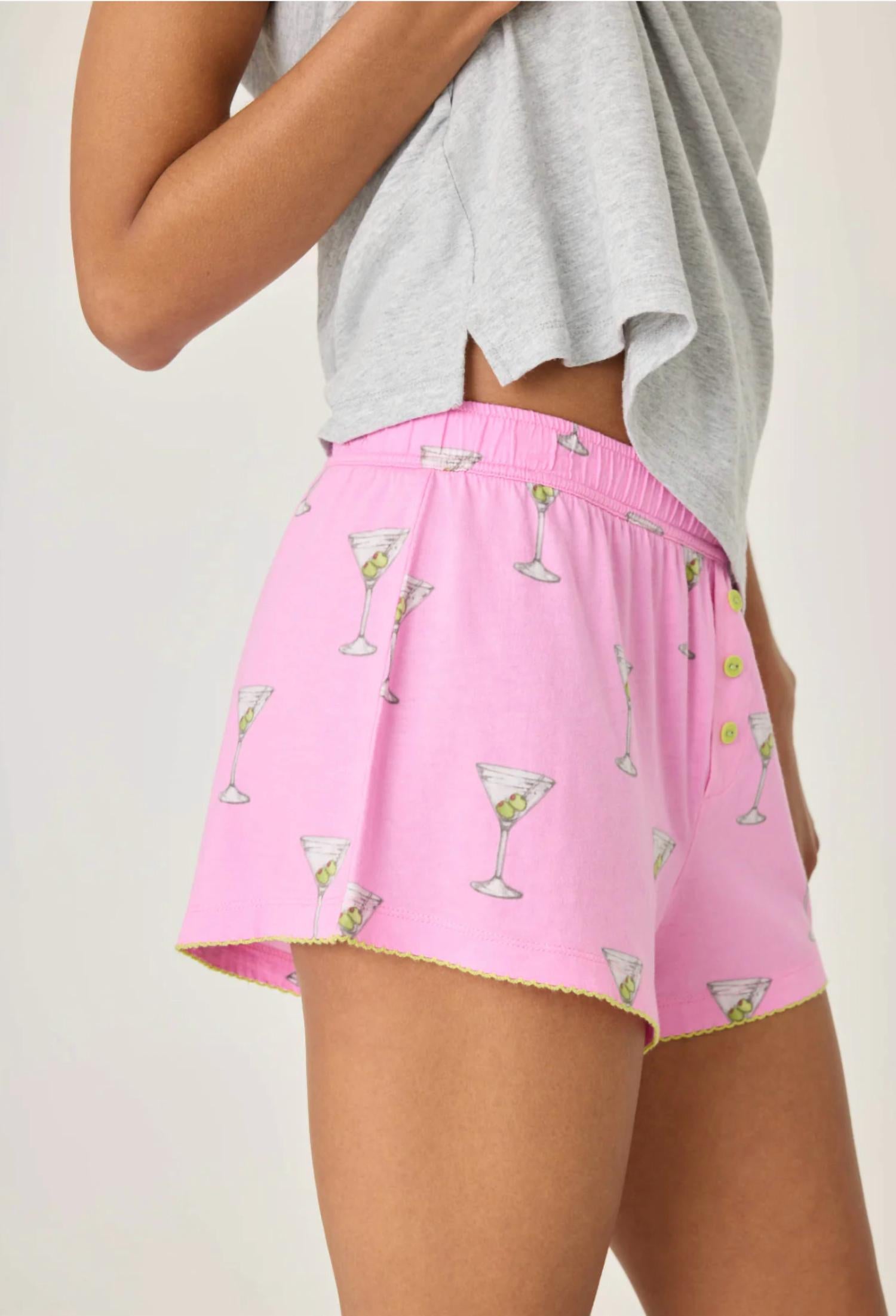 PJ Salvage Martini Print Pajama Short in pink - women's shorts - alternate view