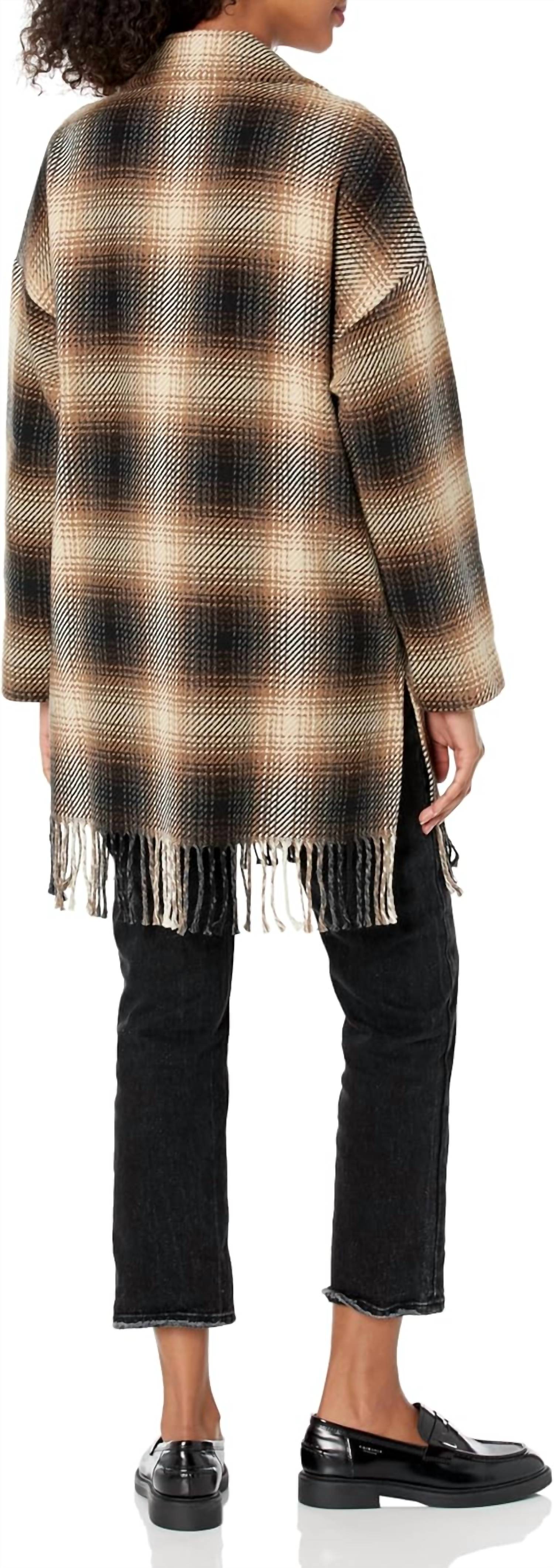 Karen Kane - Plaid Fringe Trim Jacket