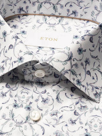 Eton Men’s Floral Organic Cotton Dress Shirt in white - men's shirt - detail view