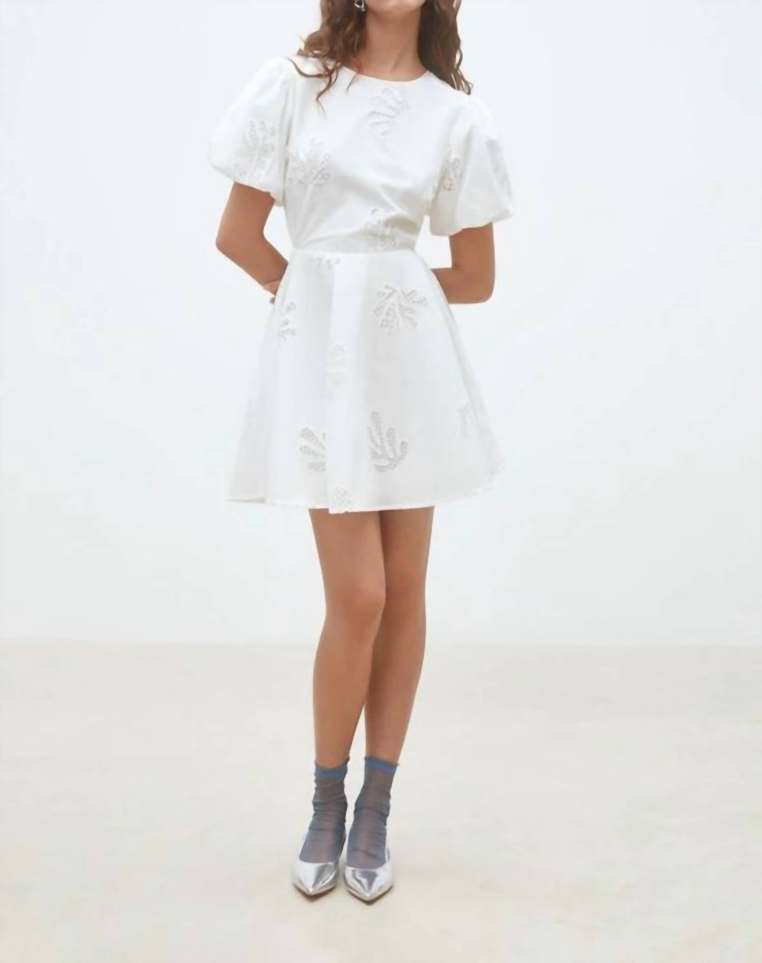 Suncoo - Celest Short Embroidered Poplin Dress