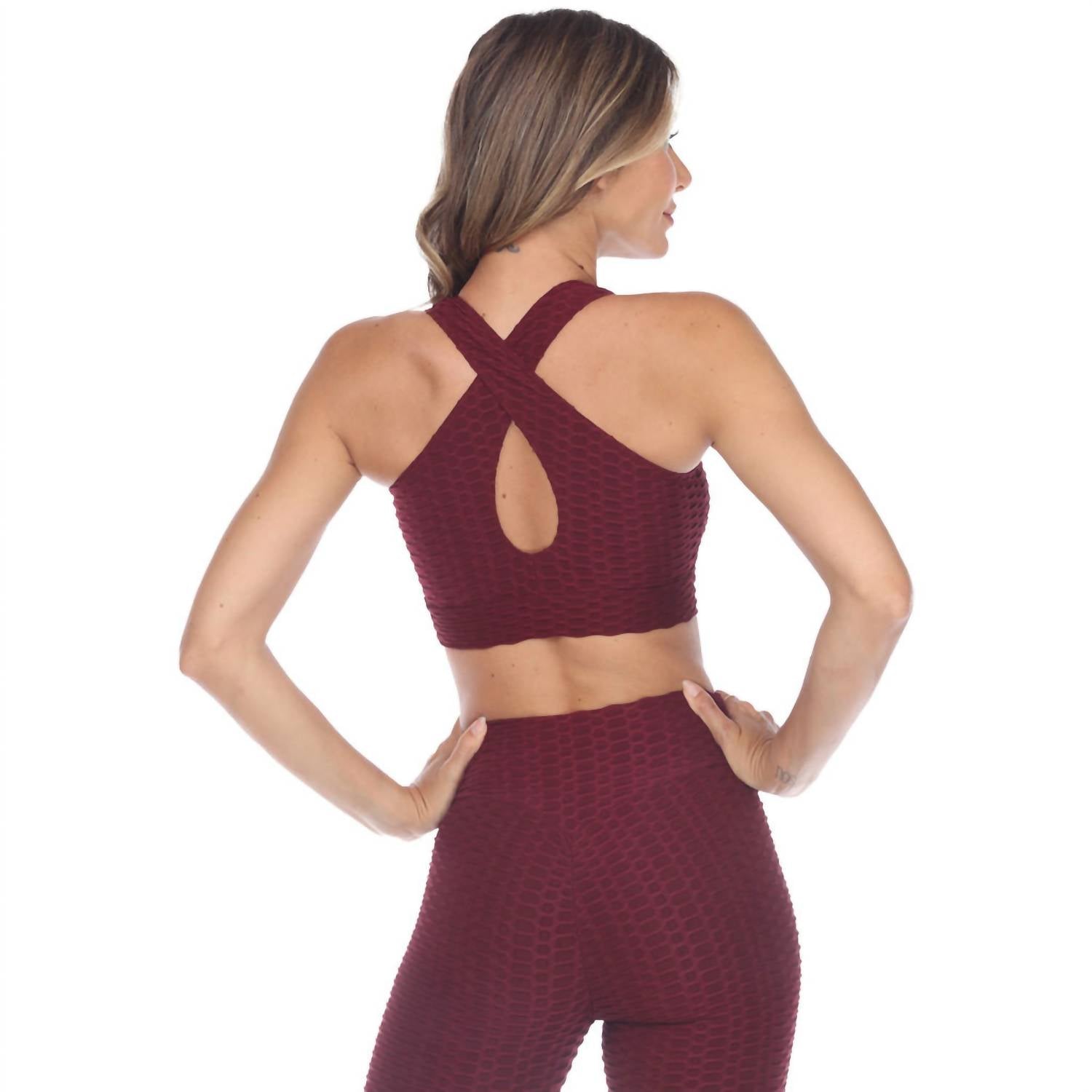 GOLDHAUS Tiktok Sports Bra in burgundy - women's intimate - detail view