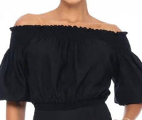 SOLE Leah Off The Shoulder Top in black - women's shirt - detail view