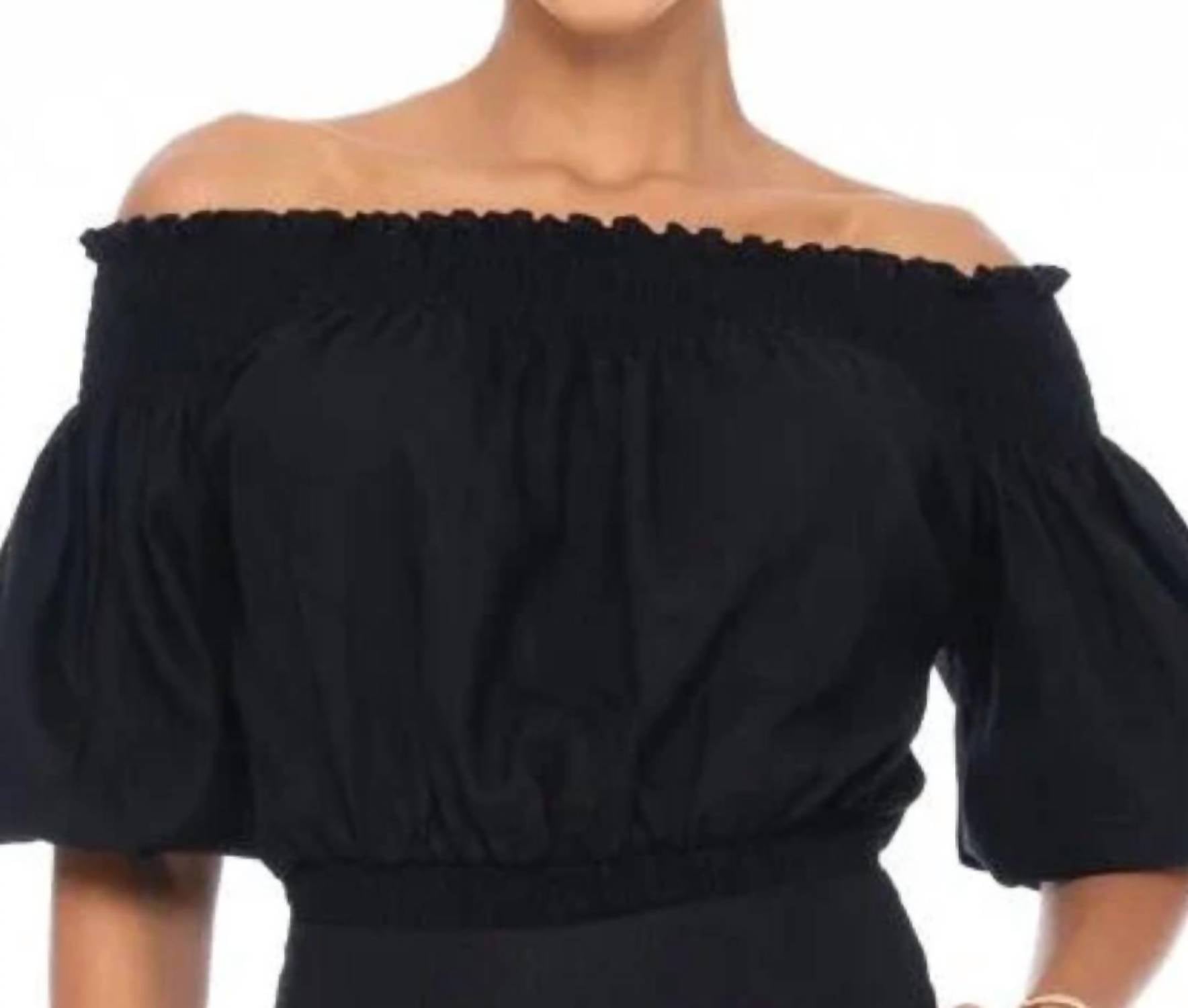 SOLE Leah Off The Shoulder Top in black - women's shirt - detail view