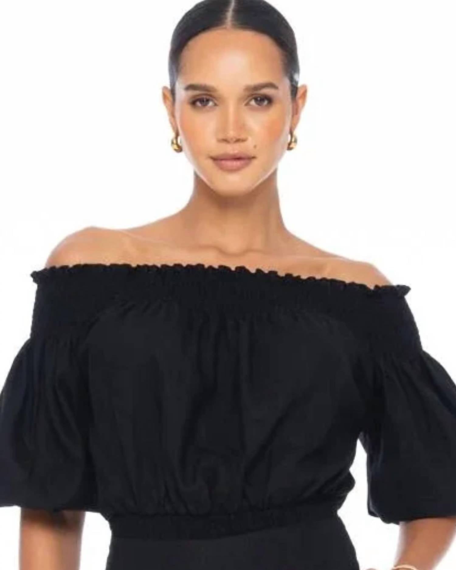 SOLE Leah Off The Shoulder Top in black - women's shirt - alternate view