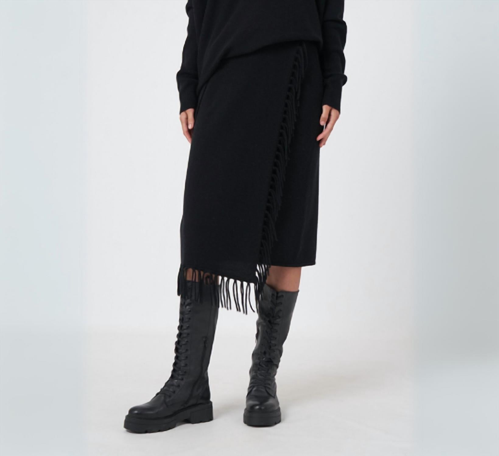REPEAT cashmere Pull On Wool Cashmere Skirt in black - women's skirt