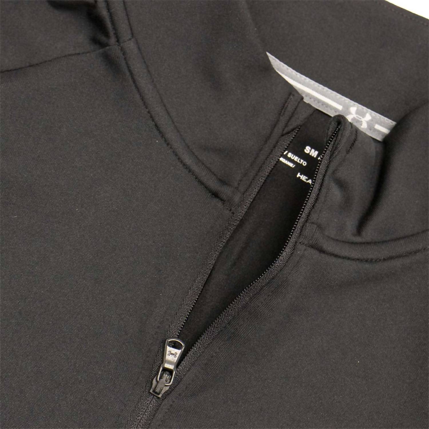 UNDER ARMOUR Men's Locker Jacquard Quarter Zip Shirt Top in black - men's long sleeve top - alternate view