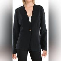 PLM Scalloped Business One-button Blazer in black - women's jacket