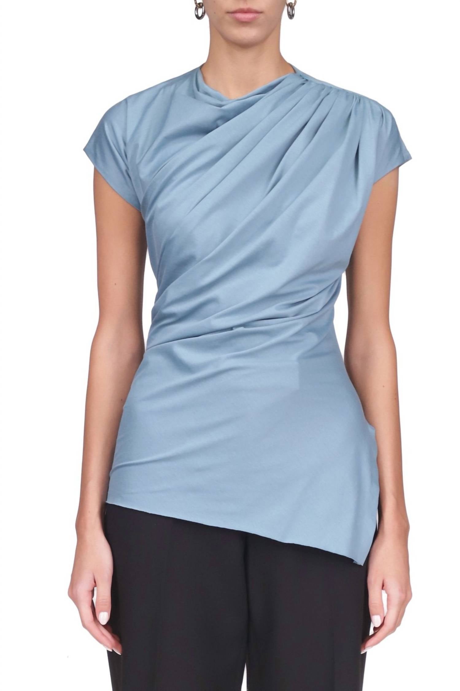 Marina Moscone - Ruched Cap Sleeves Top