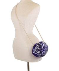 Handbag Factory Corp Women's Luxury Mouth Crystal Evening Crossbody Bag in blue - women's bag - view 4
