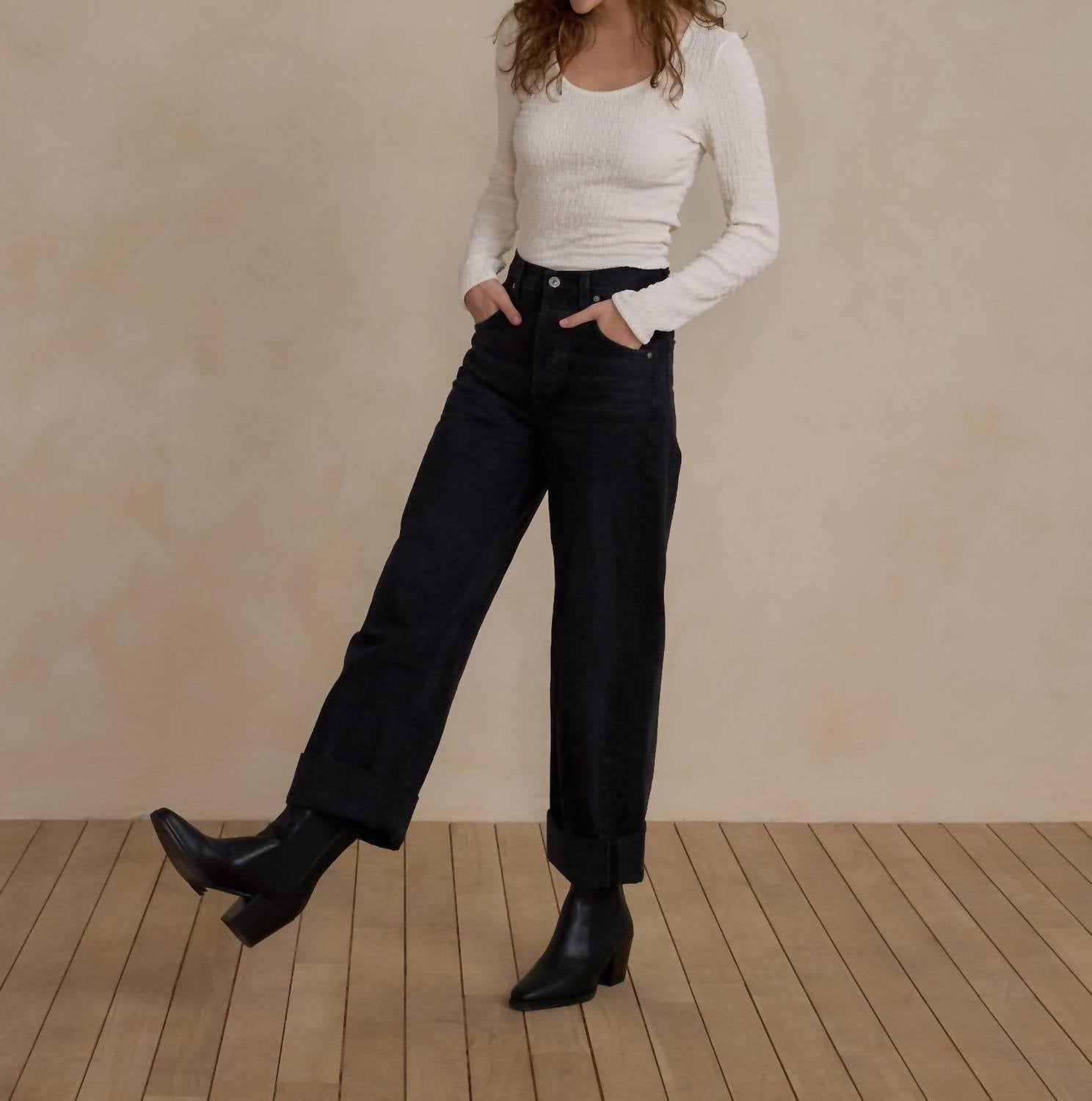 Rylee + Cru - Textured Long Sleeve Tee