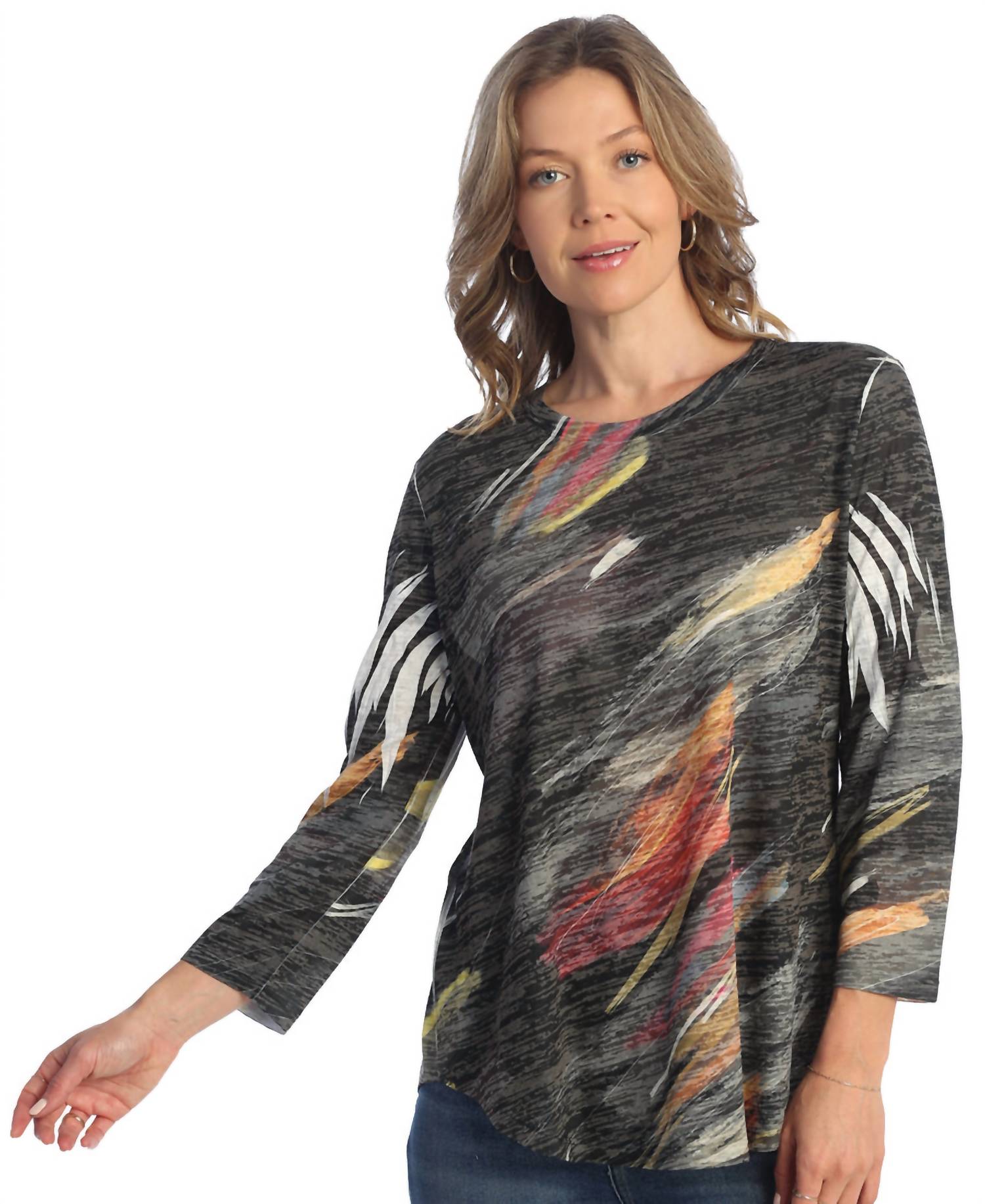 Jess & Jane - Dunes Burnout Rounded Hem Top