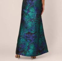 Adrianna Papell - One Shoulder Jacquard Mermaid Gown With Drape Detail