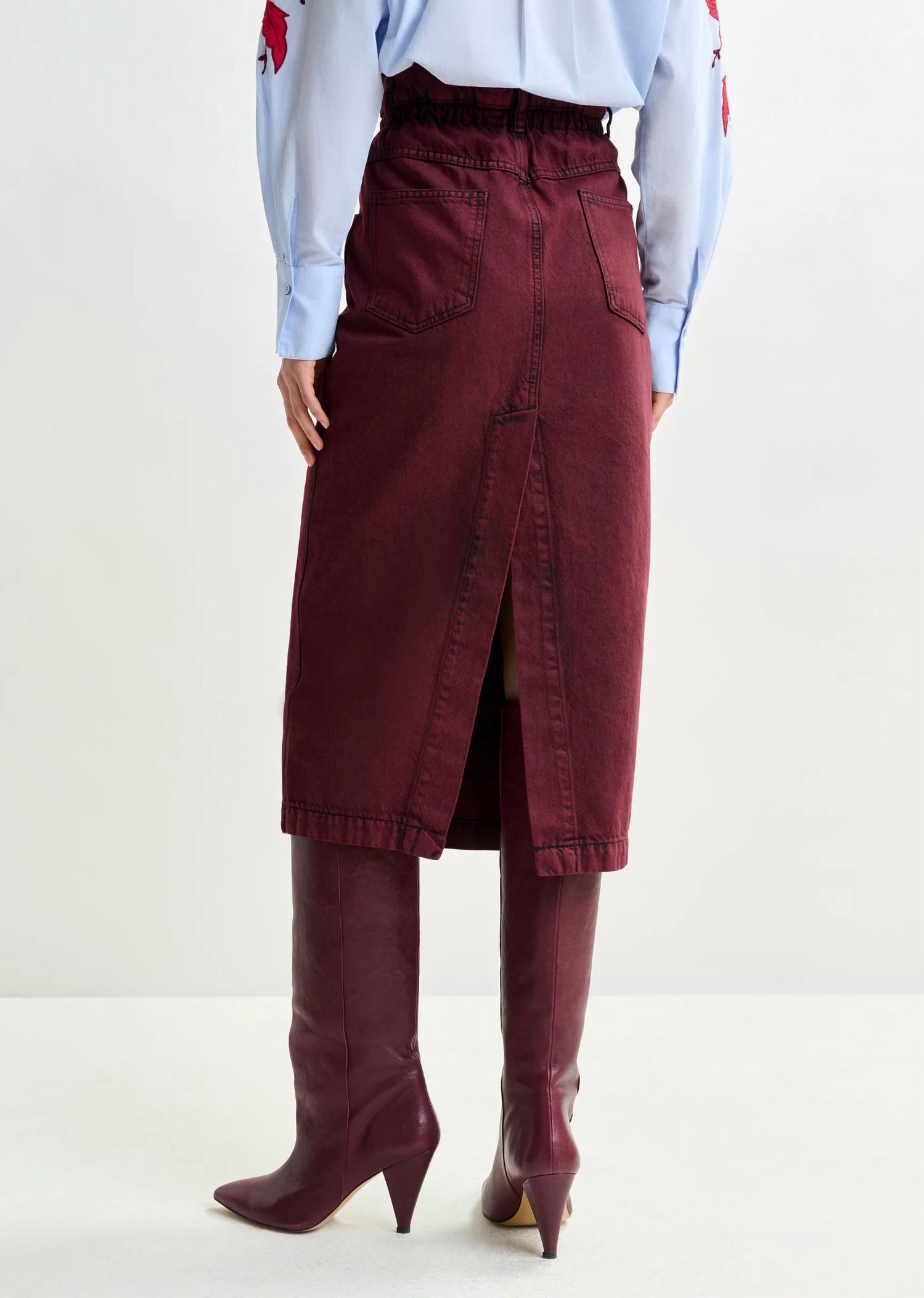 ESSENTIEL ANTWERP Inclusive Overdye Denim Skirt in margot mauve - women's skirt - alternate view