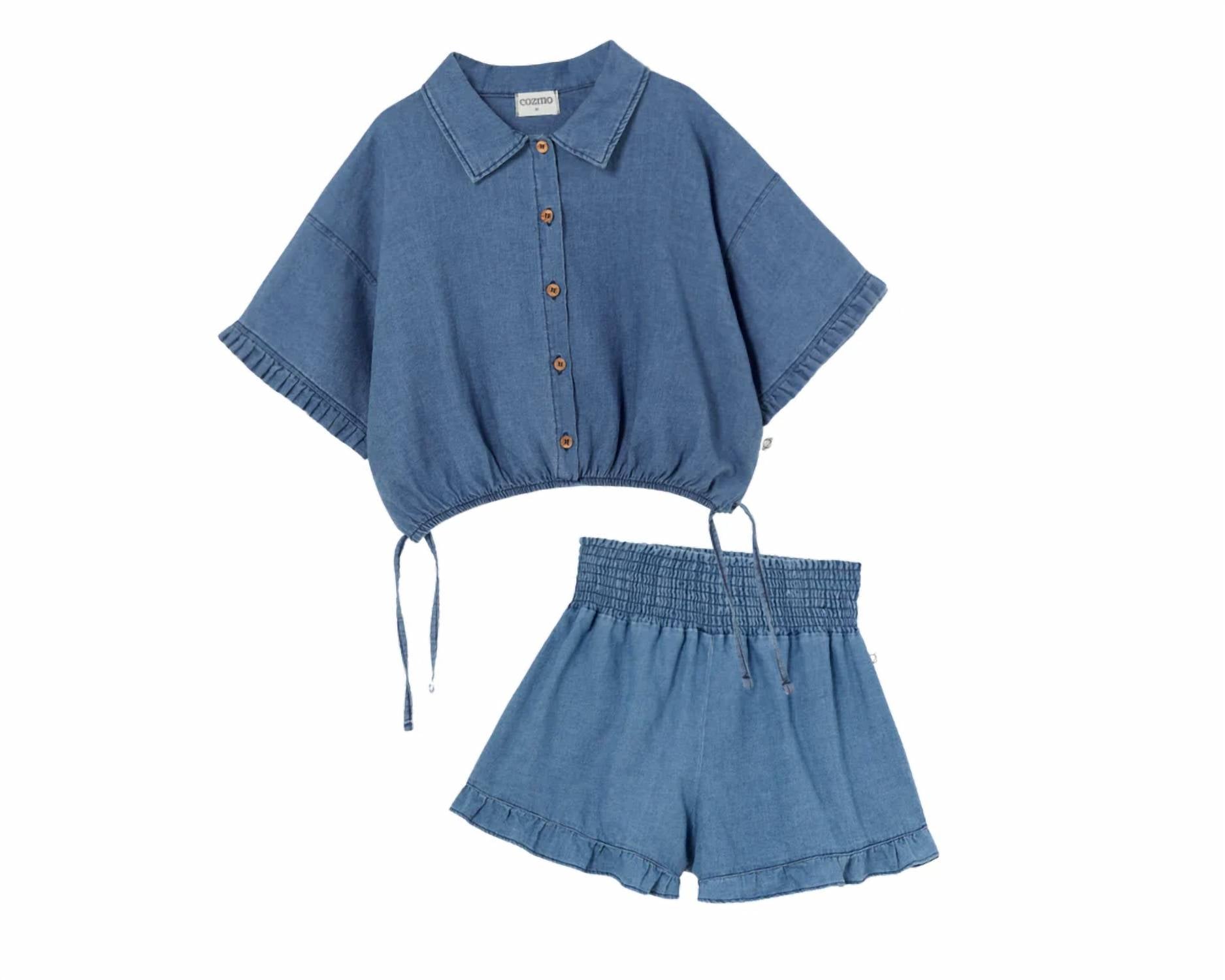 Cozmo - Girl's Twill Denim Shorts Set