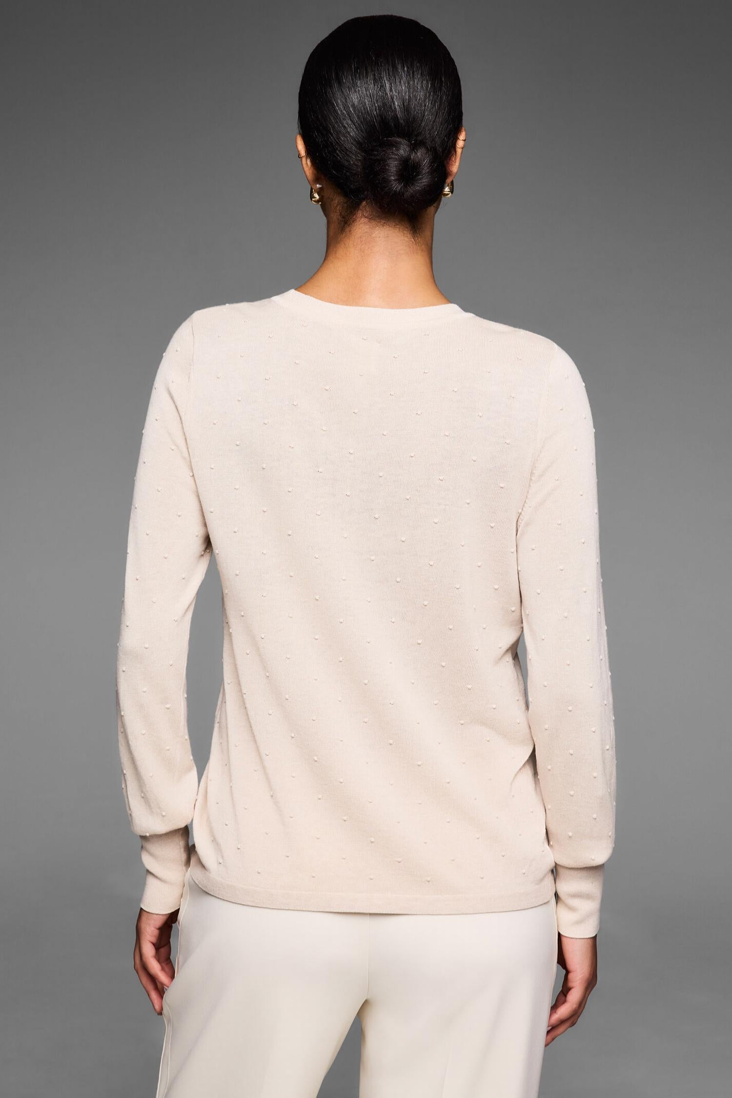 Nic + Zoe Silk Blend Dotty Texture Sweater in sandstone - women's sweater - detail view