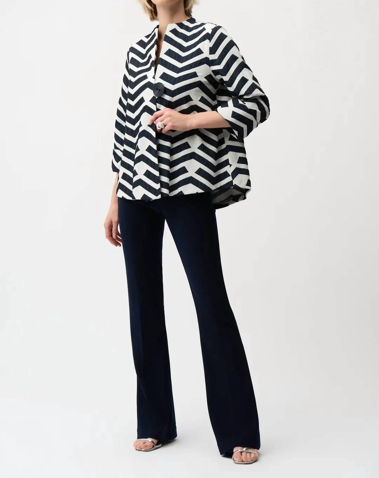 Joseph Ribkoff - Geometric Jacquard Trapeze Jacket