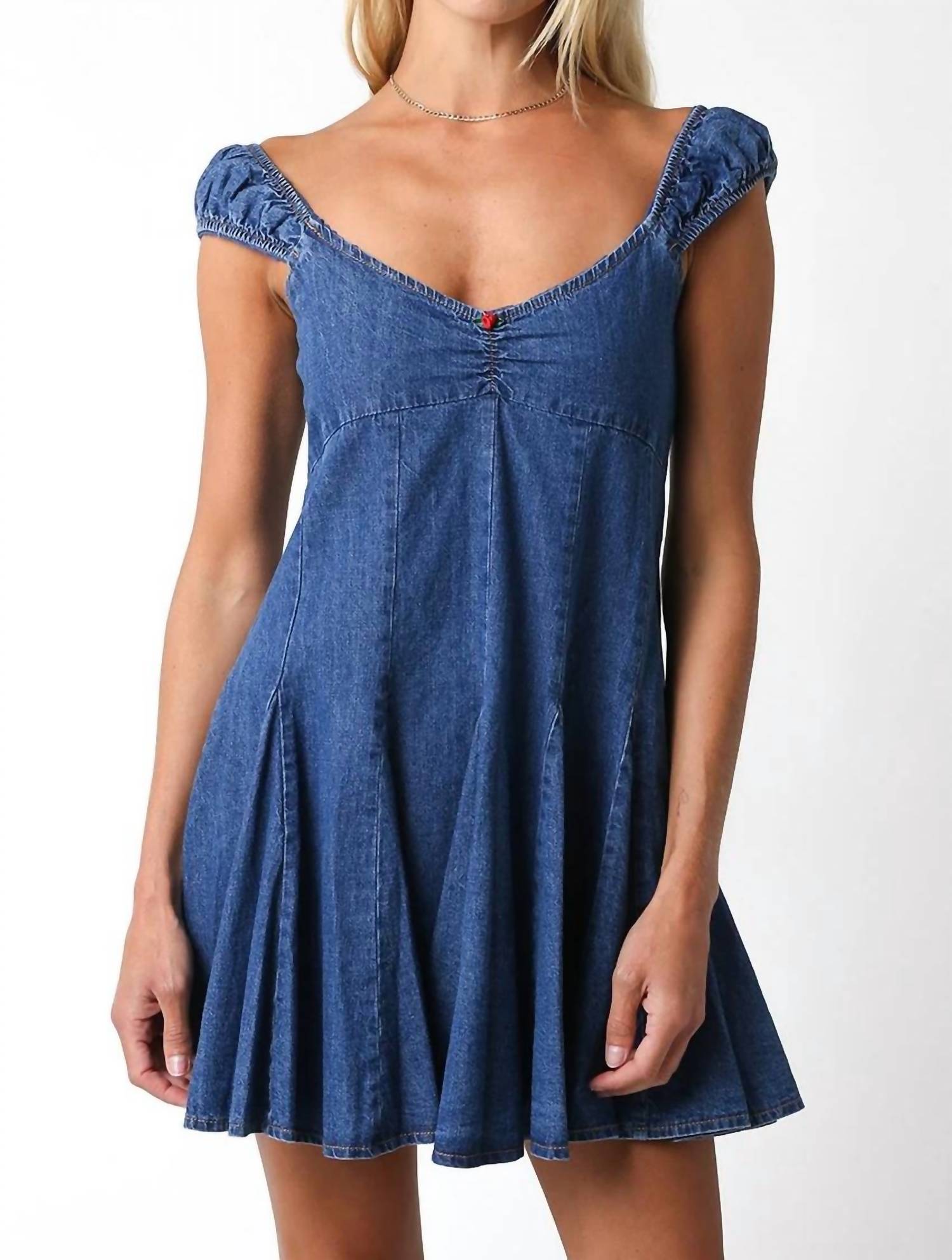 Olivaceous - Milkmaid Empire Mini Dress