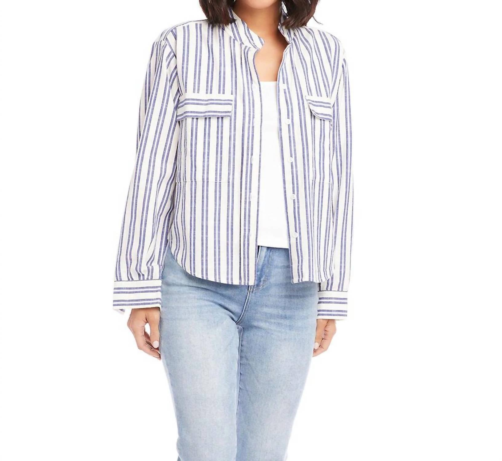 Karen Kane - Sevil Stripe Shirt Jacket