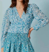 Deluc - Long Sleeve Pleat Waist Floral Blouse