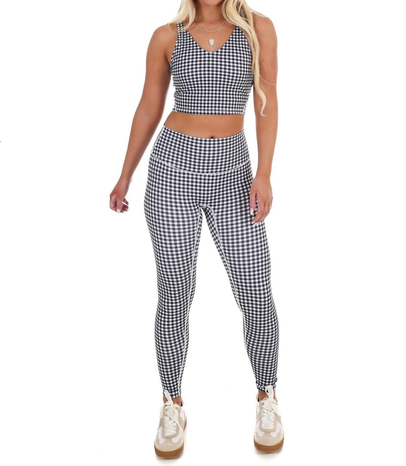 Kimberly C - Gingham Glow Cropped Tank Top
