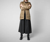 SAVE THE DUCK Reese Hooded Puffer Coat in husk green - women's top - alternate view