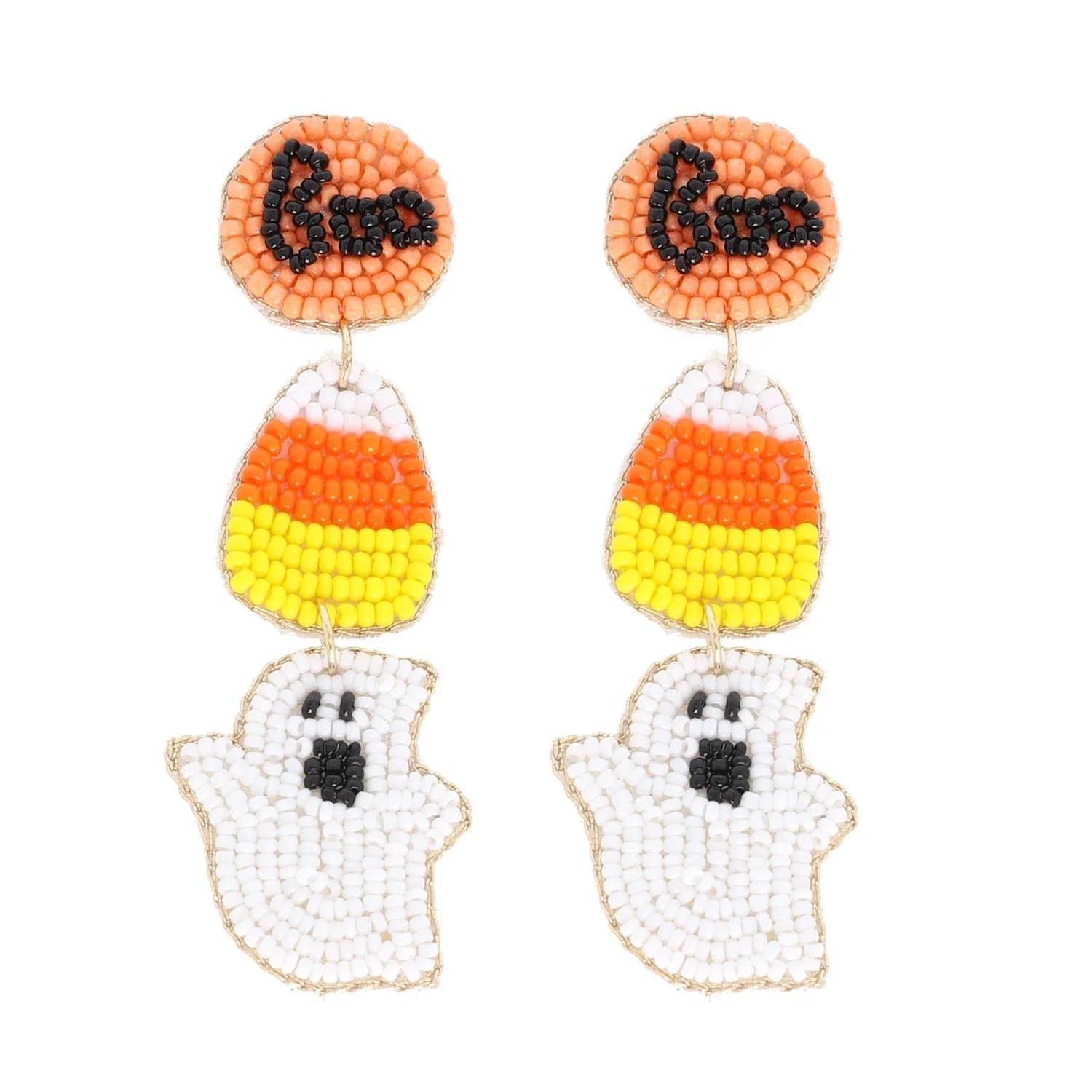 Sophia Collection - Women's Candy Corn Ghost Earrings