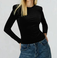 STEVE MADDEN Maddilyn Long Sleeve Top in black - women's t-shirt