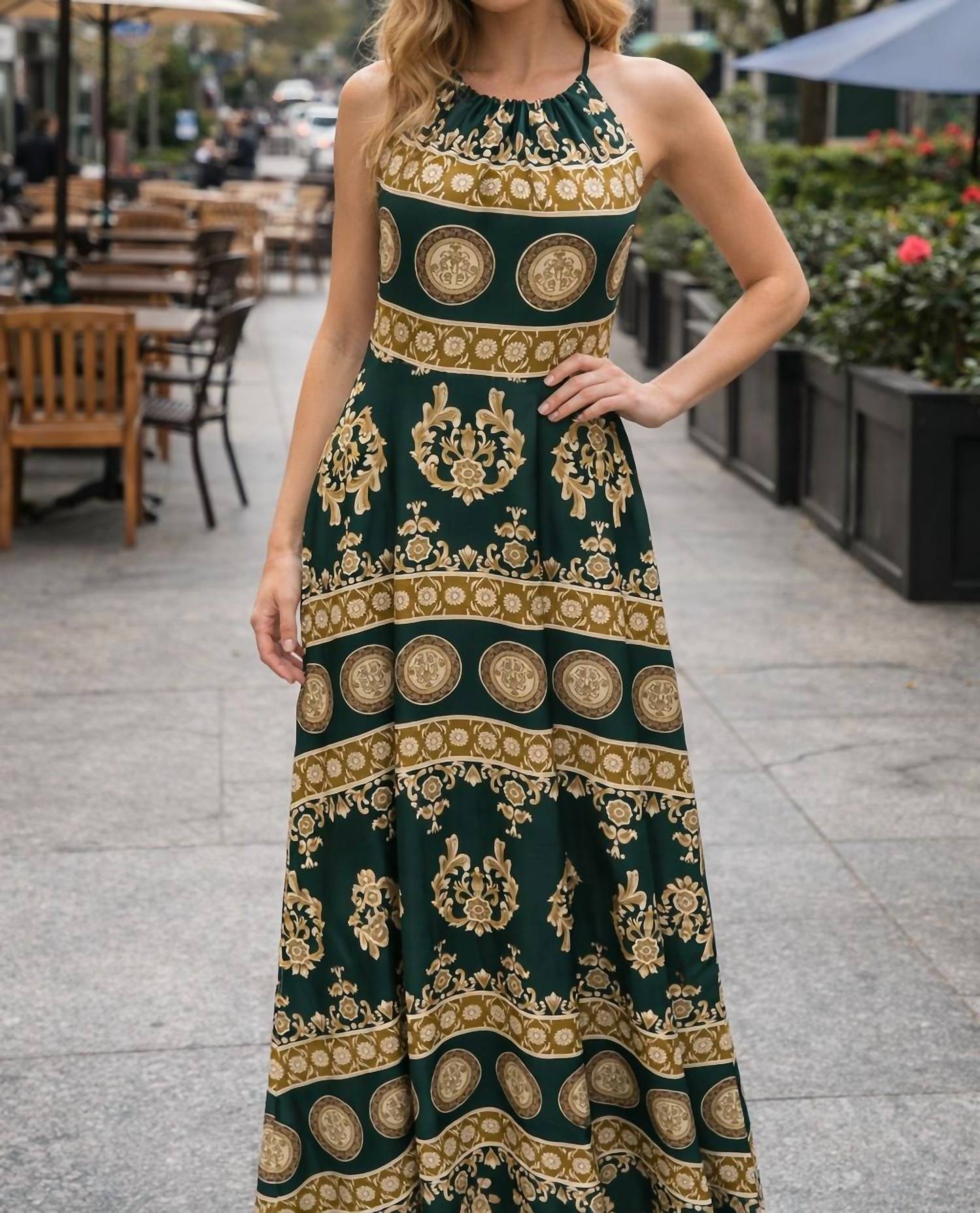 KLd. Signature Signature maxi dress in green - women's dress
