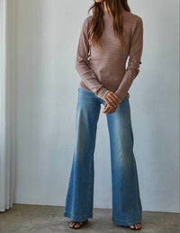 By Together - Knit Sweater Striped Mock Neck Top