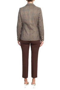 Nanette Lepore - Notched Collar Long Sleeve Houndstooth Woven Jacket With Straight Ponte Pant Set