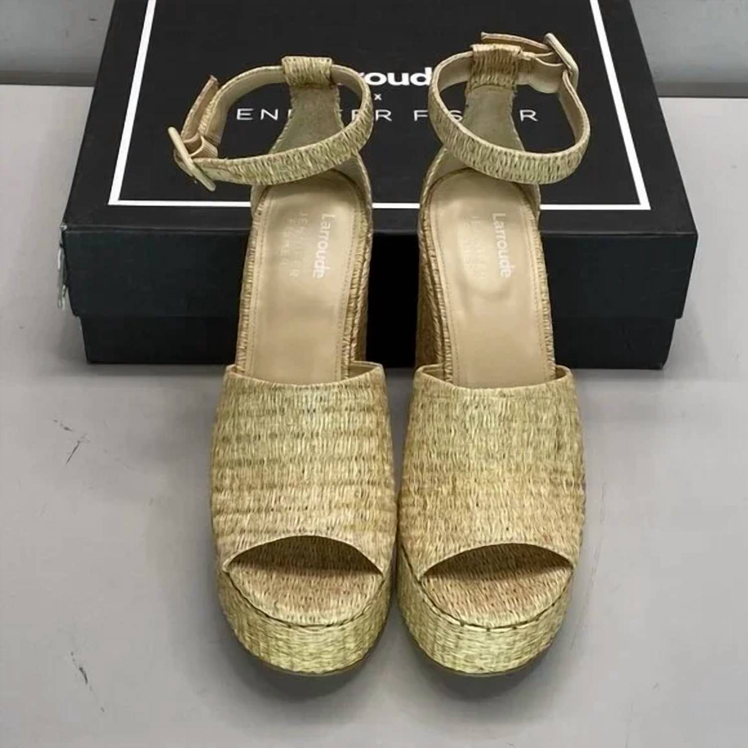 Larroude Women's Raffia Wedge Sandals in sepia - women's sandal - view 5