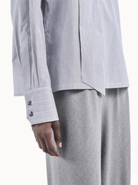 Maria McManus Scarf Long Sleeve Blouse in pinstriped black white - women's blouse - view 4