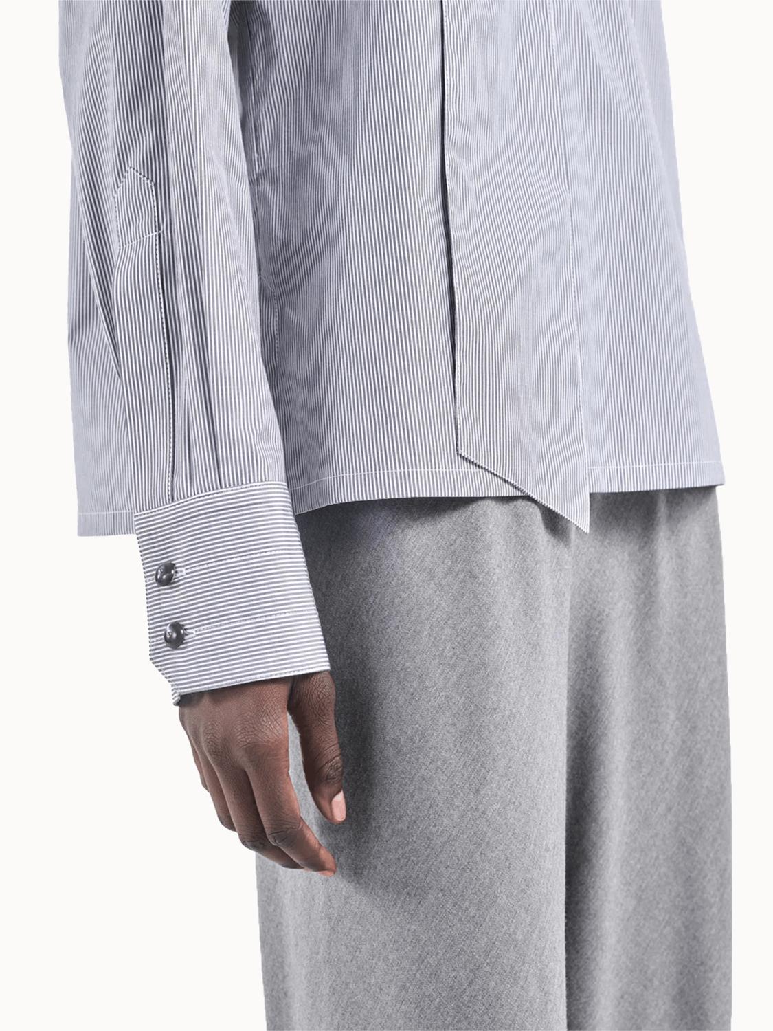 Maria McManus Scarf Long Sleeve Blouse in pinstriped black white - women's blouse - view 4