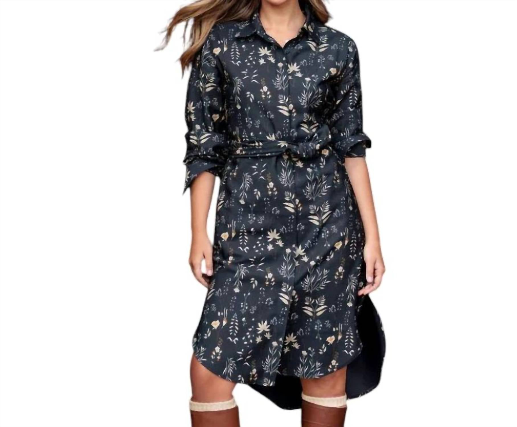 ARIAT Culham Midi Shirt Dress in blue - women's dress