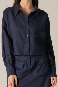 P.Cill - Frankie Linen Cropped Button Up Top