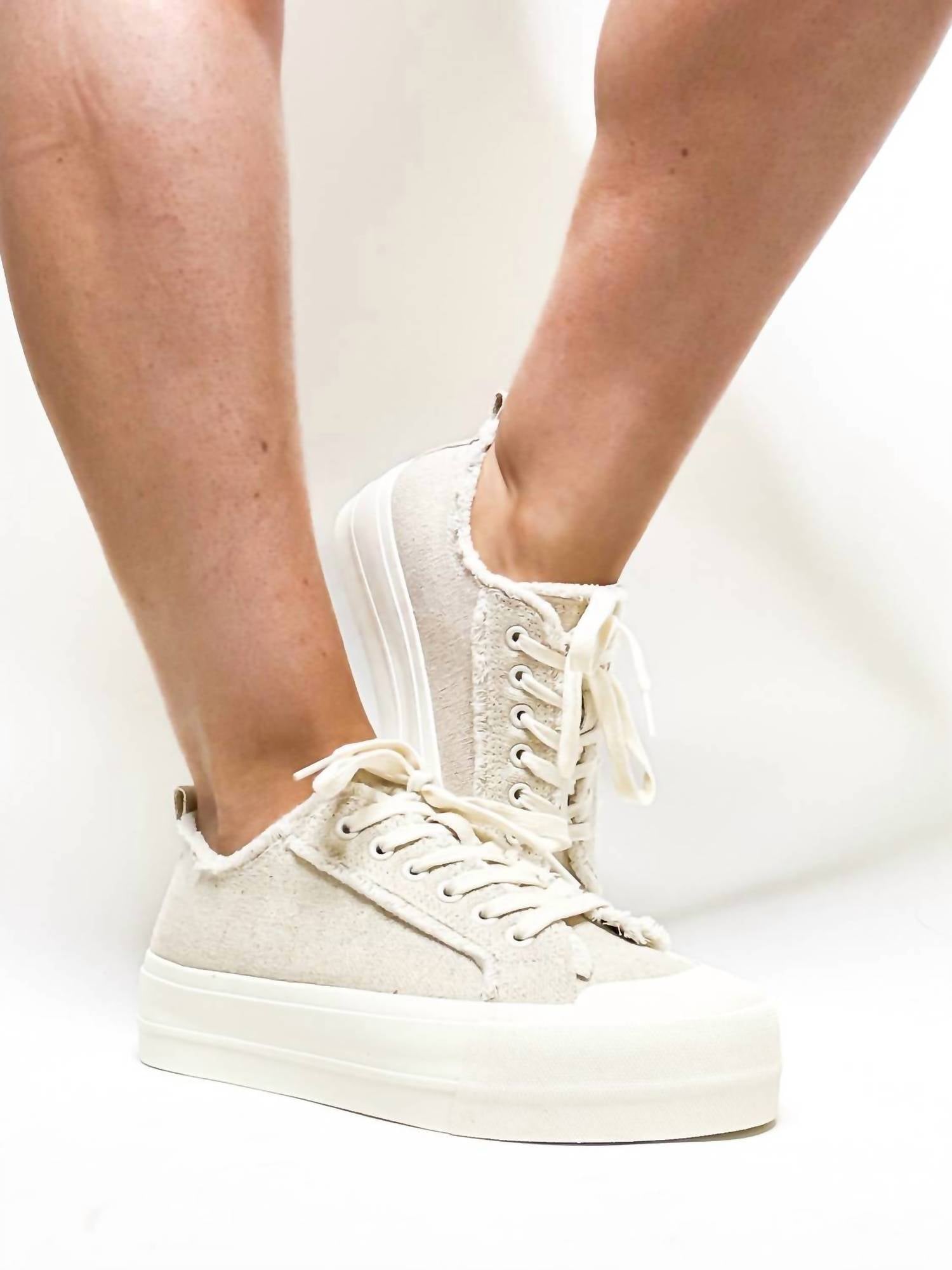 Corkys Footwear Women's Could Care Less Canvas Sneakers in sand - women's sneaker - detail view